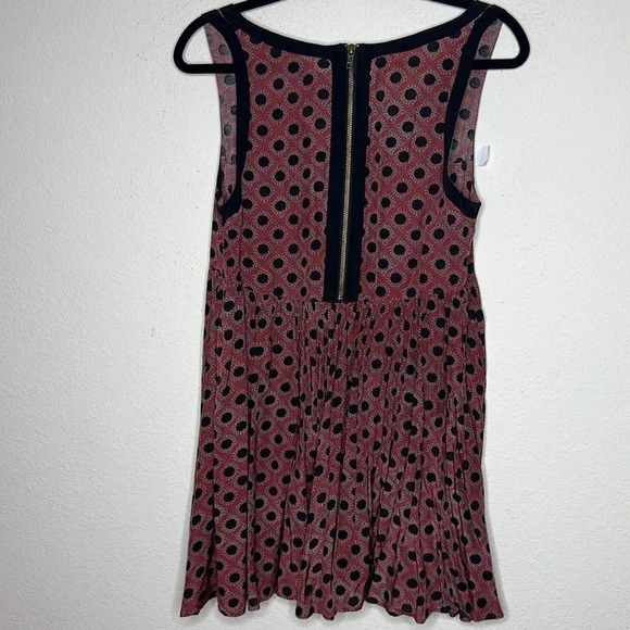 Free People Molly Sangria Dot Swing Dress Babydoll Top Red Black Small Petite - Picture 3 of 4